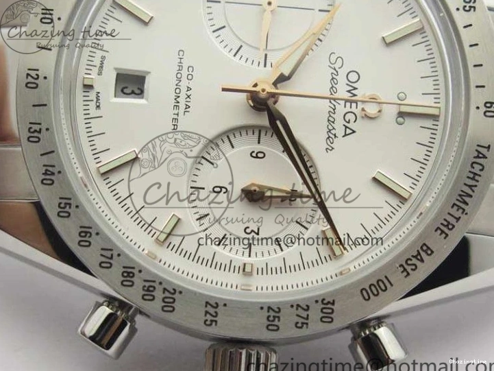 0718 Speedmaster ’57 Co-Axial OMF 1:1 Best Edition White Dial RG Markers On SS Bracelet A Elegant 8144